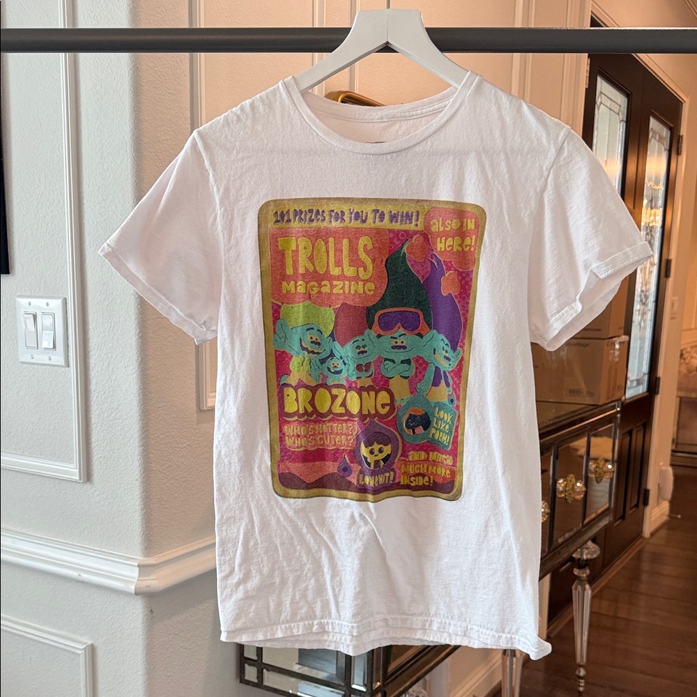 White Trolls Graphic Tee - Retro Magazine Print